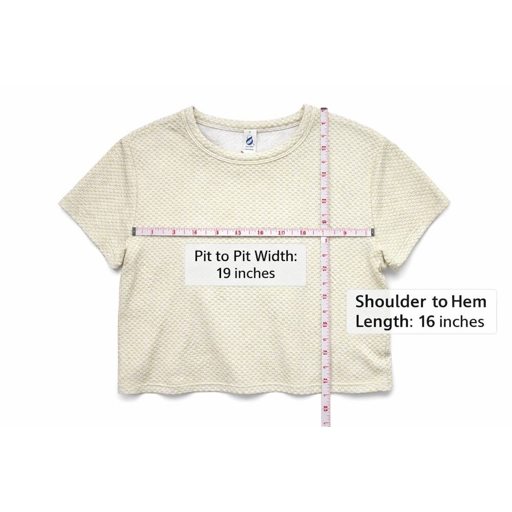 Lou & Grey Gingham Jacquard Cropped Tee Small Textured Boxy Preppy Quiet Luxury - Picture 10 of 10